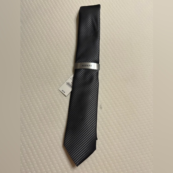 Alfani Charcoal Gray Textured Tie Chauncey Stripe NWT - Picture 1 of 4
